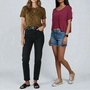 Bundle Sanctuary Leopard Tee American Eagle Soft and Sexy Pocket Tee Size Small